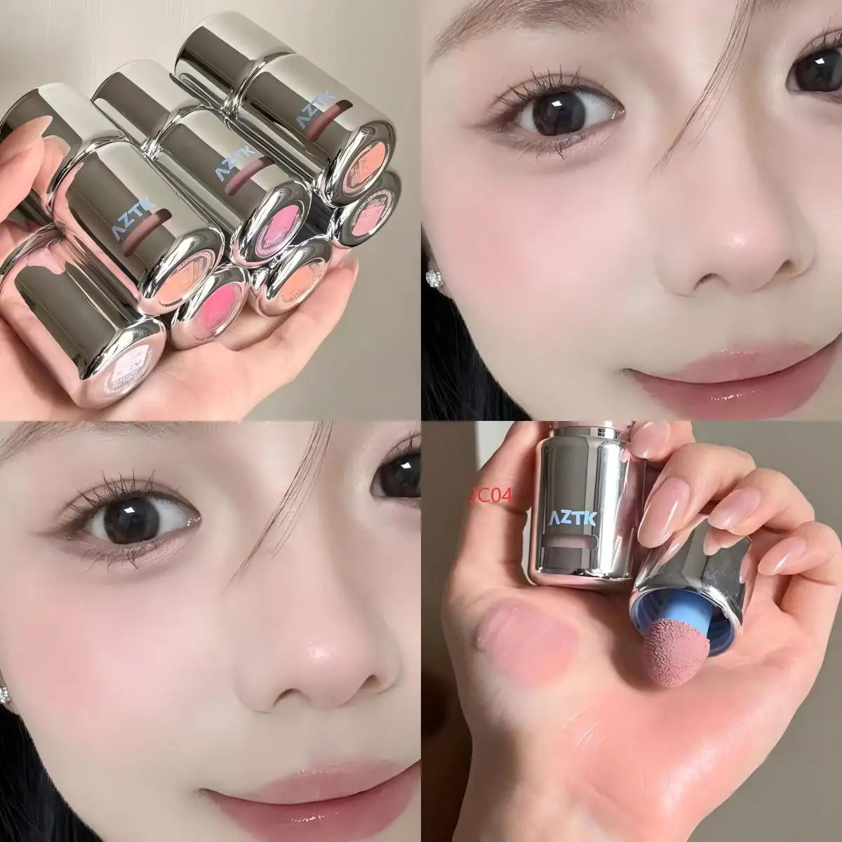 AZTK JC04 Water To Powder Liquid Blush Soft Matte Natural Flush Brightening Cheek Tint Lightweight Blendable Waterproof Makeup