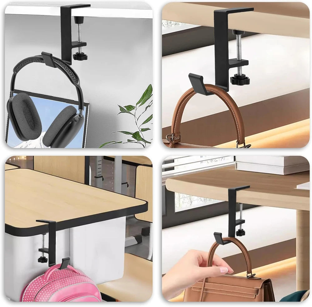 1pc Adjustable Desk Edge Hook Gaming Headset Desk Hanger Backpack Storage Hanging Hook Holder Punch-free Home Office Organizer