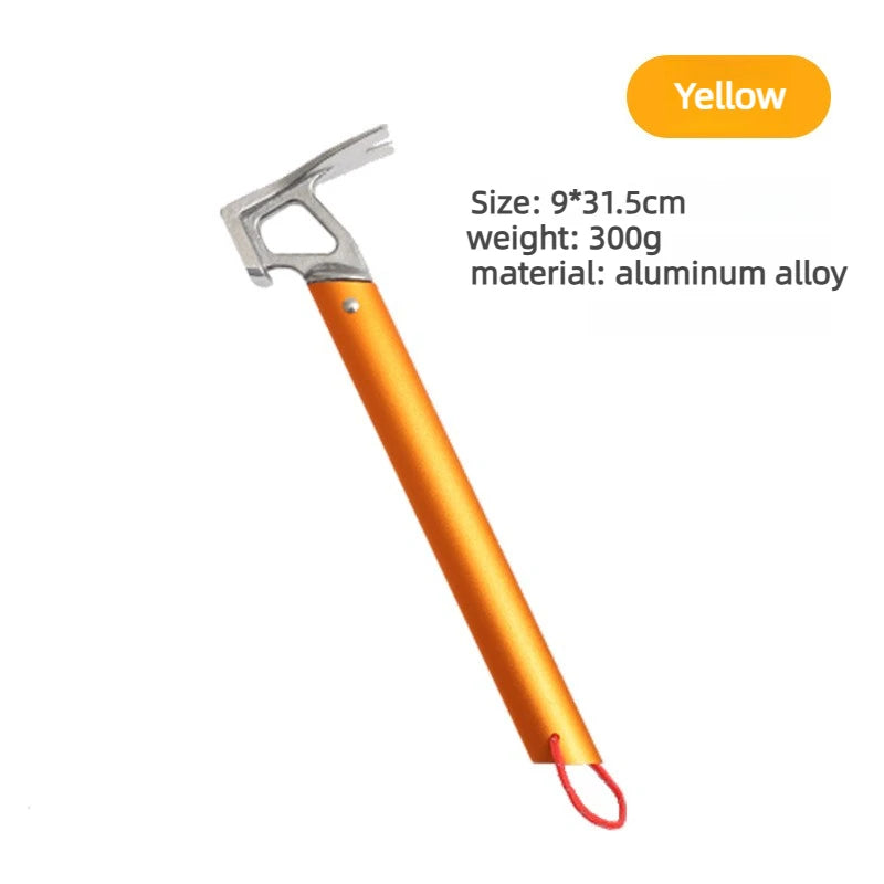 Lightweight Aluminum Handle Multi-use Camping Hammer Stainless Steel Outdoor Survival Gear for Tent Tarp Stakes Multitool