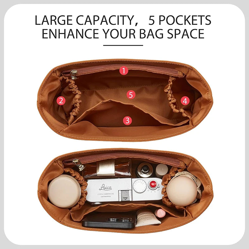 Lightweight Bag Insert, Purse Organizer Inserts for brooklyn 28 Insert Keeps Tote Handbag With Zipper and Bottle Holder