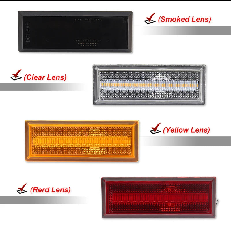 iJDM For 1981-1988 Oldsmobile Cutlass 442 Front & Rear LED Side Marker Light Fender Lamp Assembly Parking/Driving/Turn Signal