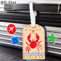 Crab Pattern Leather Luggage Tag Travel Luggage Identifier with Strap for Suitcase Baggage Bag Accessories Travel Essentials