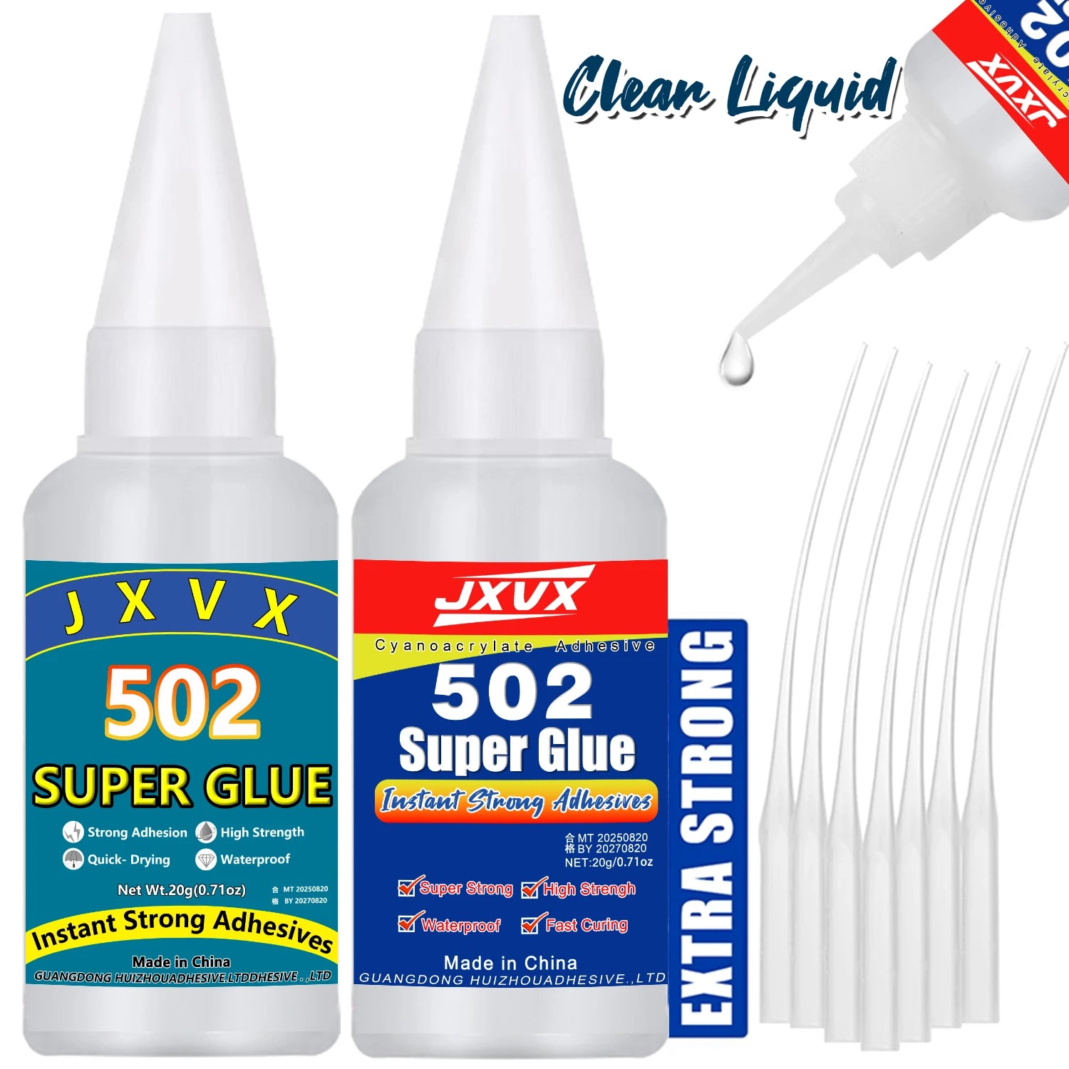 JXVX 1-5 PCs Super glue 502 High Strength Quick-drying Cyanoacrylate Adhesive for leather, rubber, wood, Metal High Strength Liquid glue Tool With Precision Distributor.