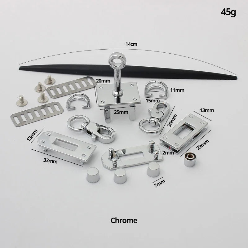 Fashion Metal Bag Locks Clasp Bag Lcok Set For Handbags Purse Tote Closures Snap Clasps DIY Craft Hardware Case Bag Accessories