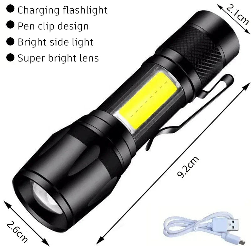 Super Bright Flashlight USB Rechargeable LED Long Range Tactical Torch Outdoor Waterproof Emergency Camping Fishing Lantern
