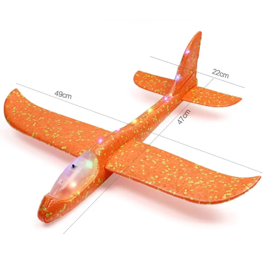 Large Foam Glider Airplane Epp Foam Material with LED Lights Inertial Foam Plane Ultralight Durable Hand Throw Airplane