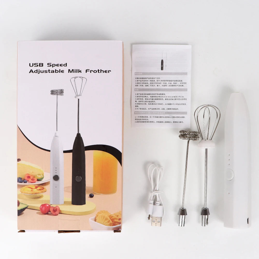 1 PCS Electric Egg Beater 3 Speeds Milk Frother Portable USB Mixer Hand Held Coffee Whisk Household Kitchen Gadgets Foamer