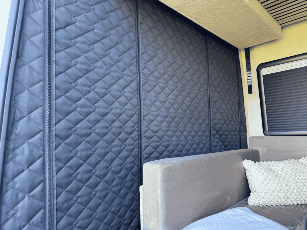 Quilted Blackout Thermal Cab Divider Black For Fiat Ducato Peugeot Boxer Citroen Relay 2006+ Ram Promaster Caravan Motorhome