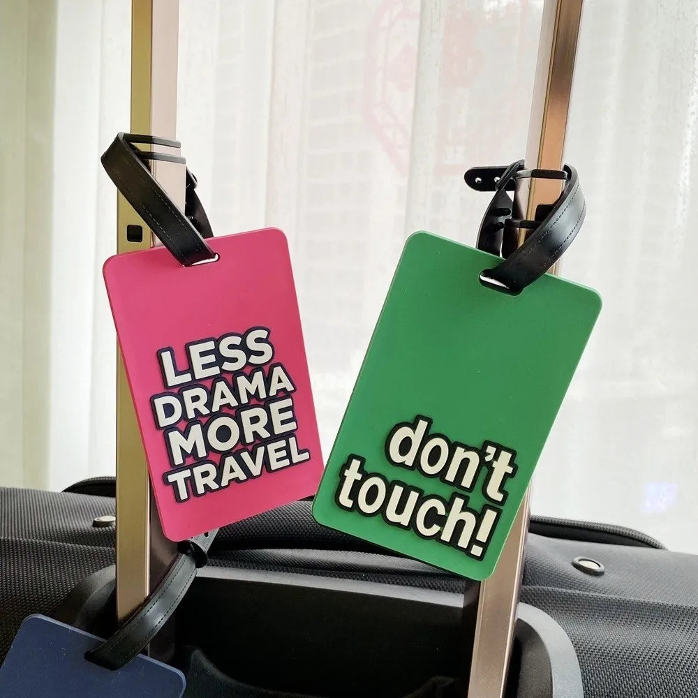 Cute Silicone Luggage Tag Waterproof Letter Style Suitcase Tag Lightweight Durable Name Address Label