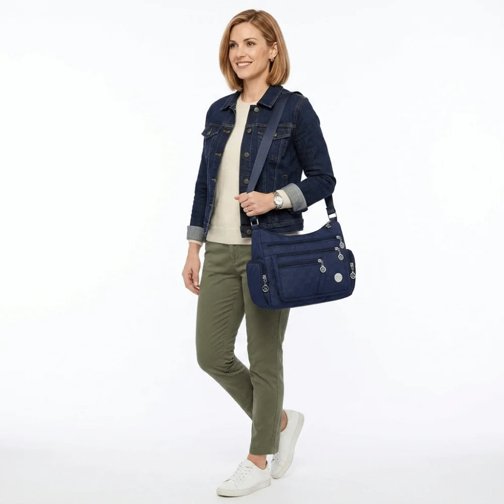 Square Shape Crossbody Bag Oxford Zipper Closure Shoulder Bag Multi-layer Large Capacity Middle-aged Mother's Bag Daily Use
