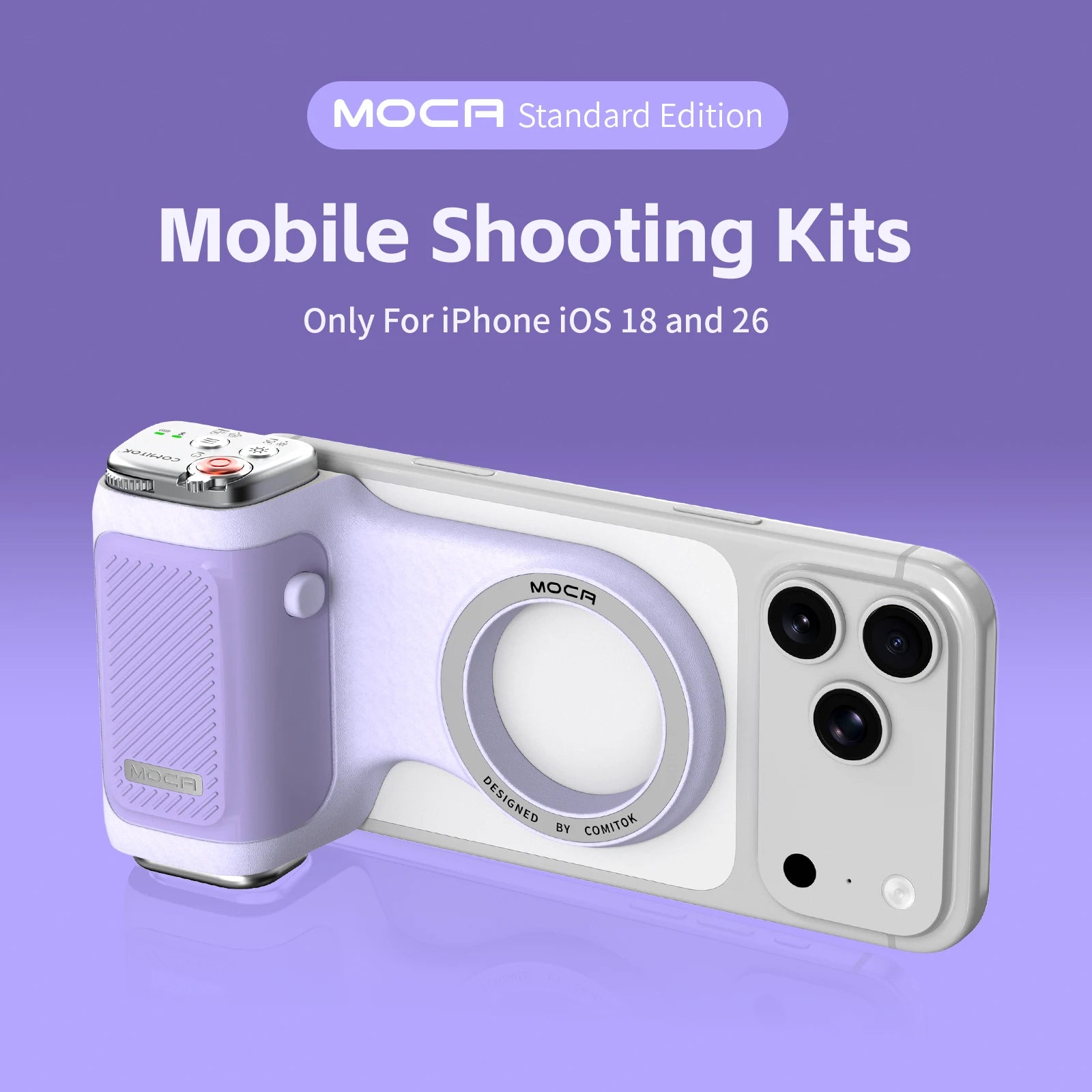COMITOK iPhone Pro Shooting Too, 1-Click Camera/Lens Flip, DSLR Shutter, Focus Lock, Ergonomic Rechargeable Remote