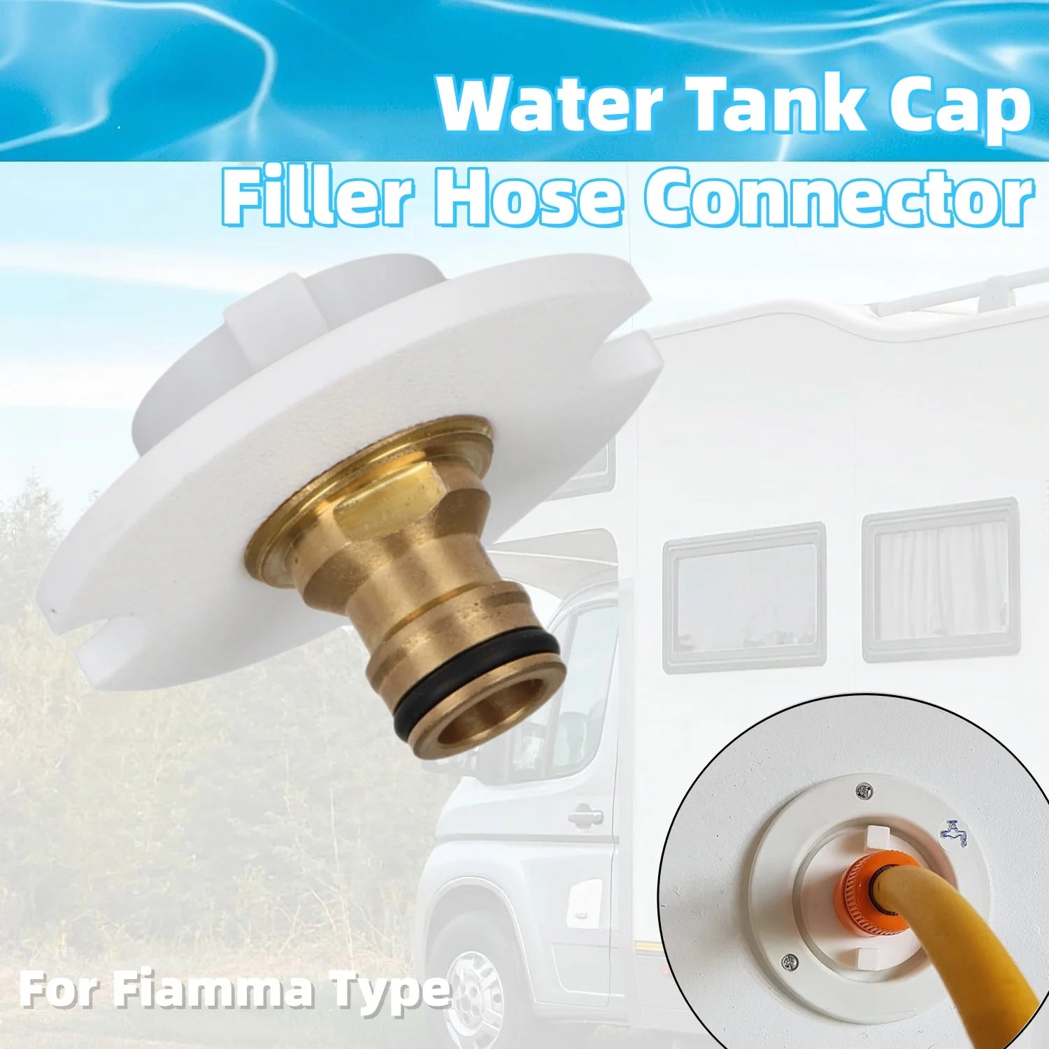 RV Water Tank Cap Filler Hose Connector Quick Fill Motorhome Campervan Water Tank Adapter Motorhome AccessoriesFor Fiamma Type