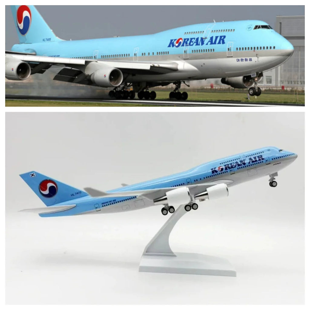 747 korean air 30cm Resin Replica Miniature Airplane Model Collection toys aircraft for children plane model Simulation Gift
