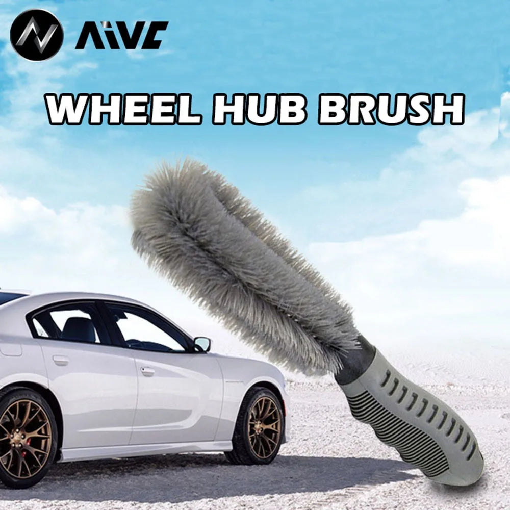 AIVC Portable Car Wheel Brush Tire Cleaning Brushes Hub Powerful Stain Remover Brush Tire Detail Brush Auto Motorcycle Wash Tool