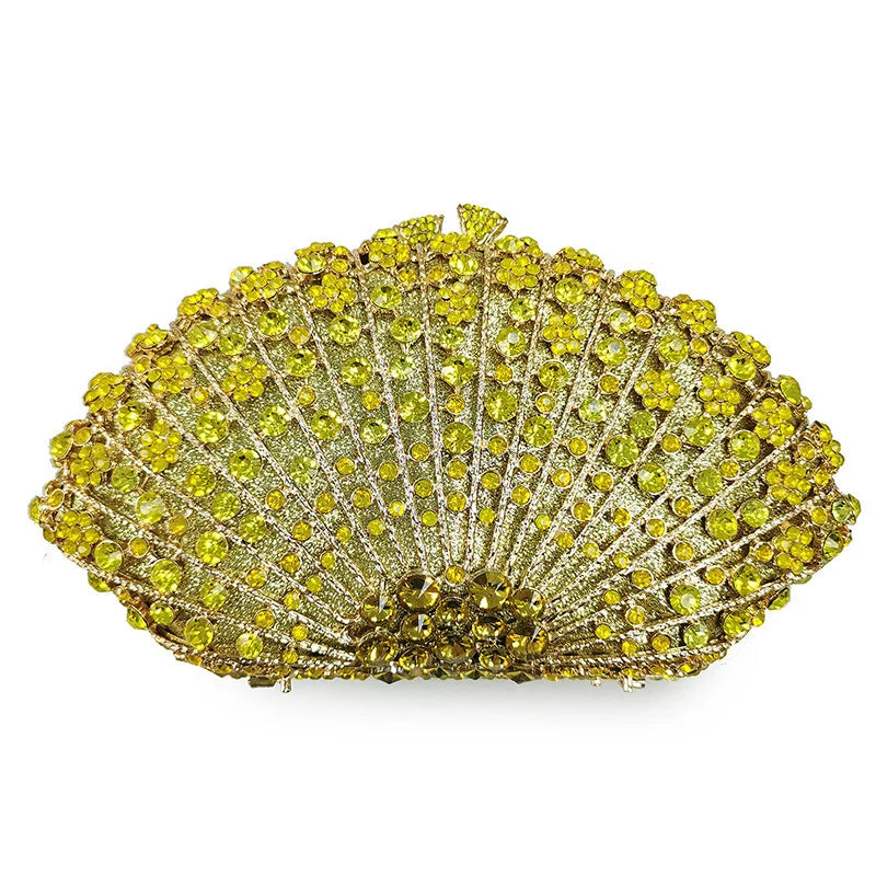 Fan Women Full Crystals Handbags for Dinner Party Luxury Diamond Evening Bag Wedding Bridal Purses Gala Banquet Gems Purse