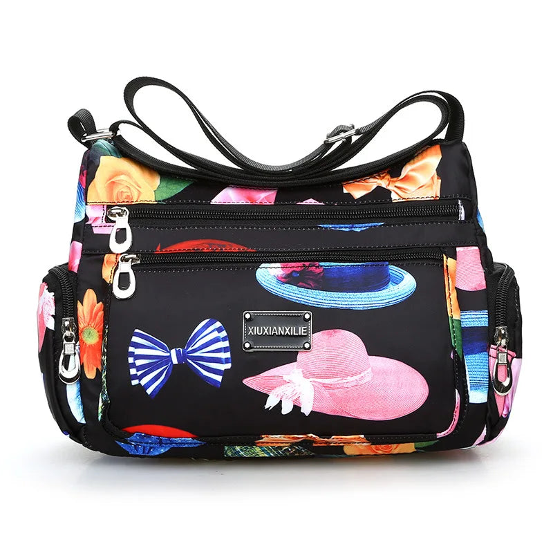 Lightweight Nylon Crossbody Bags for Women Multi-Pattern Shoulder Purses for Daily, Travel Casual Outings with Adjustable Straps