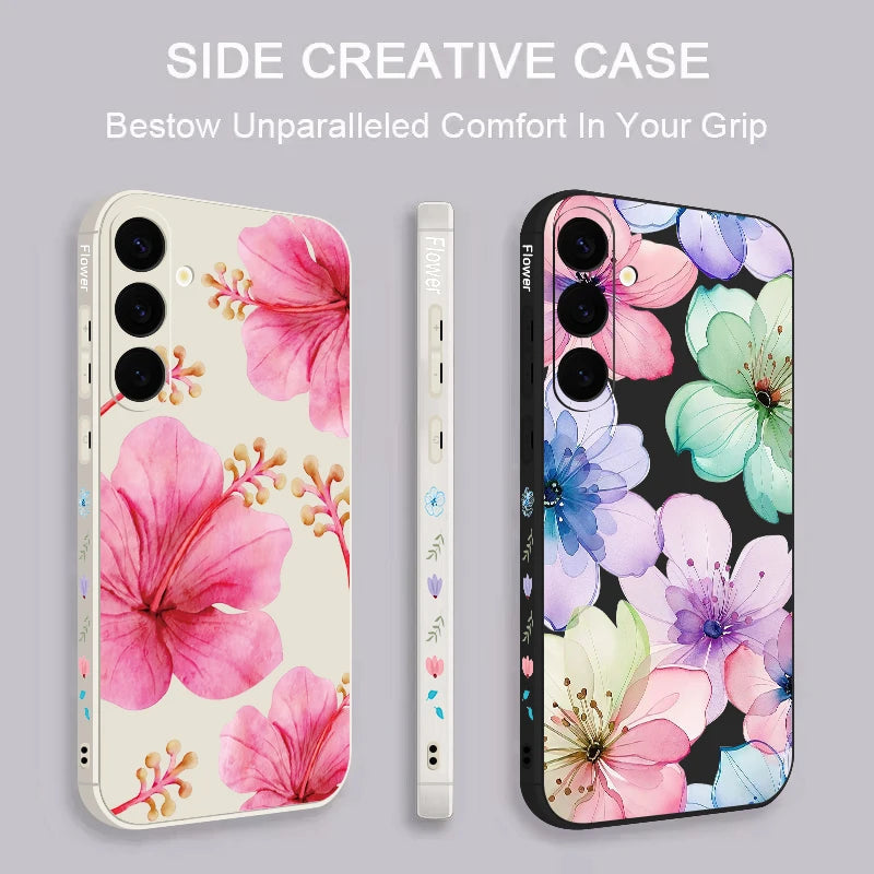 Retro Flower Pattern Phone Case For Samsung Galaxy S26 S25 S24 S23 S22 Ultra S25 FE A57 A17 A56 A16 A55 A54 A15 A36 Soft Cover