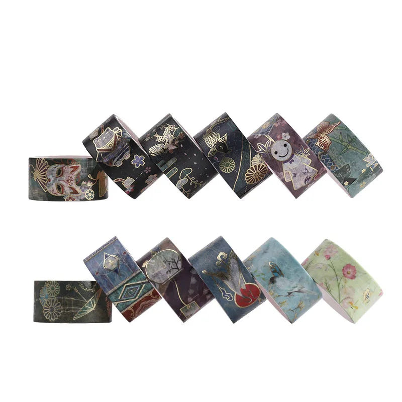 12Pcs/Set Japanese Style Washi Tapes Masking Tape Washi Stickers Scrapbooking Adhesive DIY Decorative Stationery School Supplies