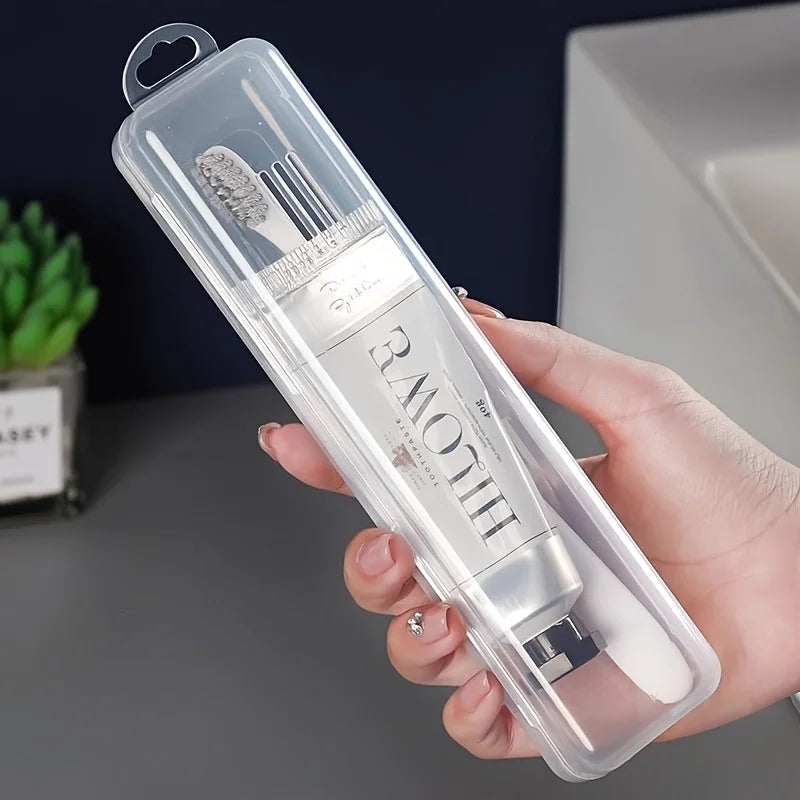 1 piece transparent portable toothbrush and toothpaste storage box, leak-proof travel toothbrush holder