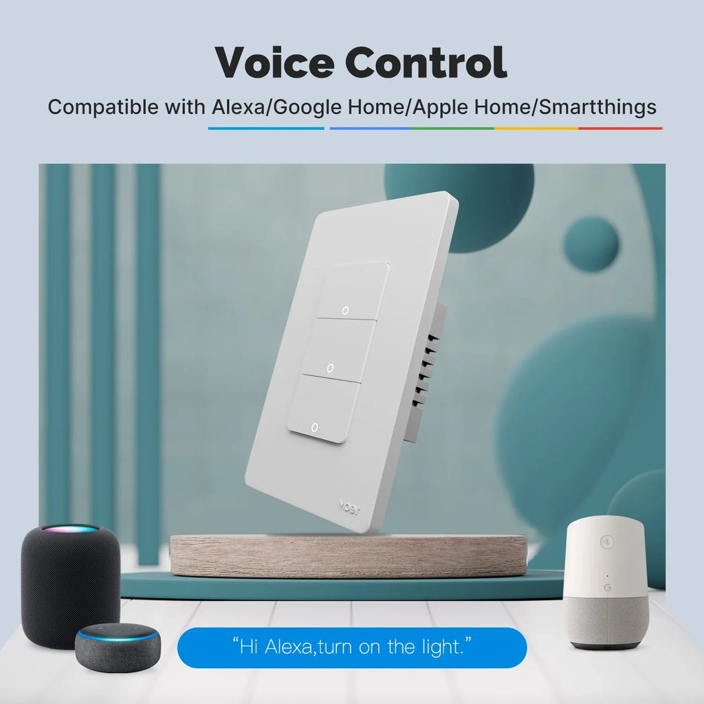 MOES Tuya Matter WiFi Smart Light Button Switch App Control Neutral Wire Required Grounding Design Alexa Google Home Apple Home