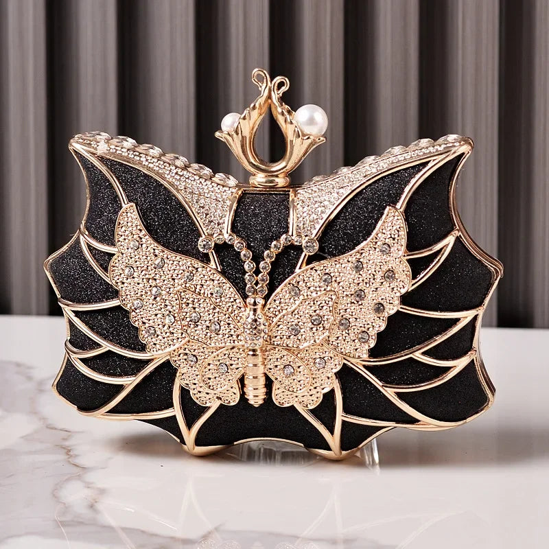 Fashion Luxury Evening Bags Hollow Butterfly Party Bag Bridal Wedding Diamond Clutch Elegant Banquet Handbags Dinner Purse Sac
