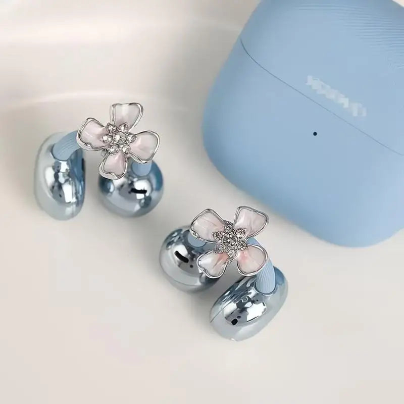 1Pair DIY Headphone Diameter Buckle Zircon Decorative Headphone Decoration Clip Removable Easy To Install Earbud Accessories