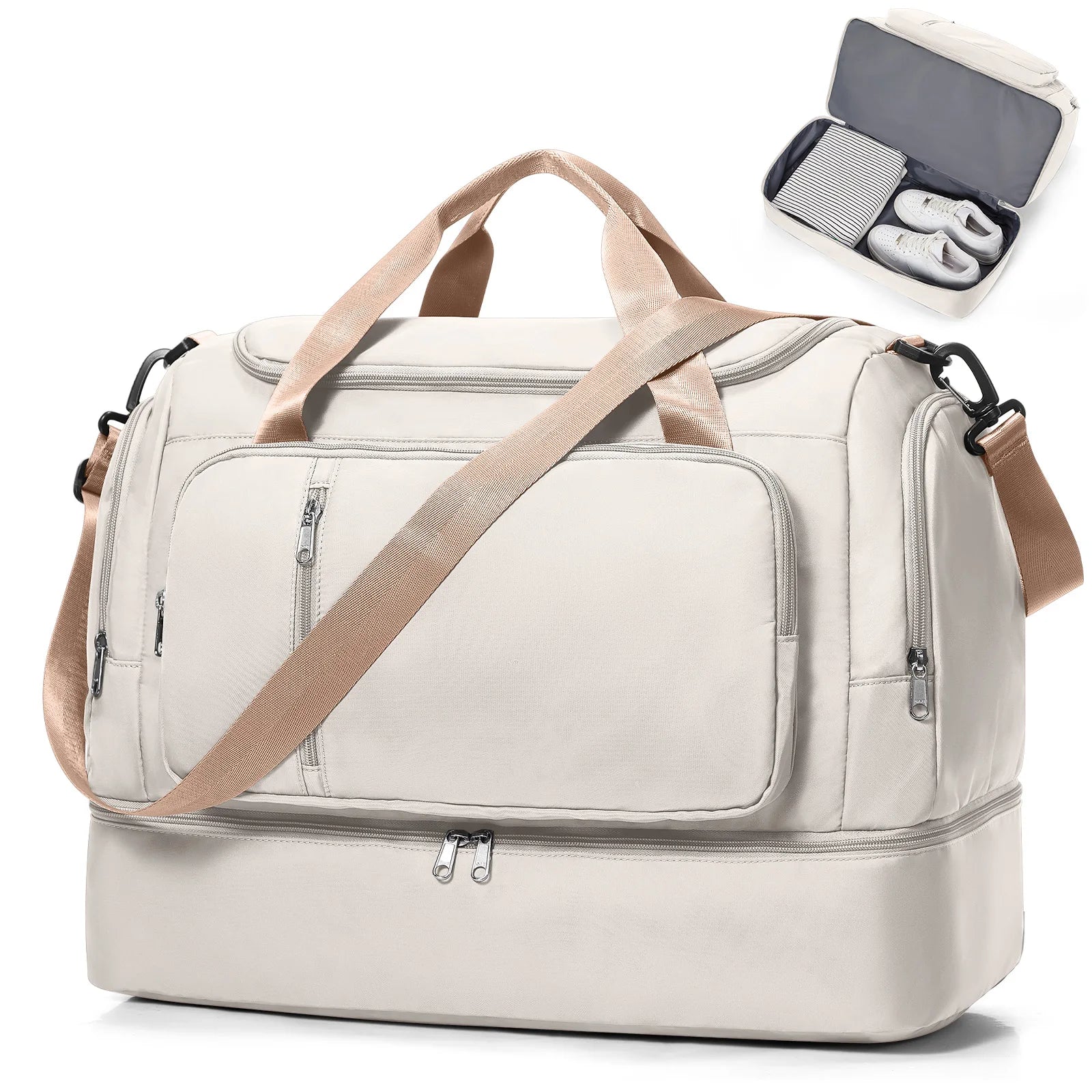 Travel Bag for  Women - Waterproof Large Capacity Multi-Pocket Hand Luggage Bag Gym Bag Weekender Travel Clothing Storage Bag