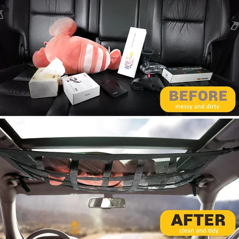 Car Roof Storage Organizer Automotive Ceiling Cargo Net Pocket Mesh Car Camping Accessories Storage Bag Roof Tent Two colors