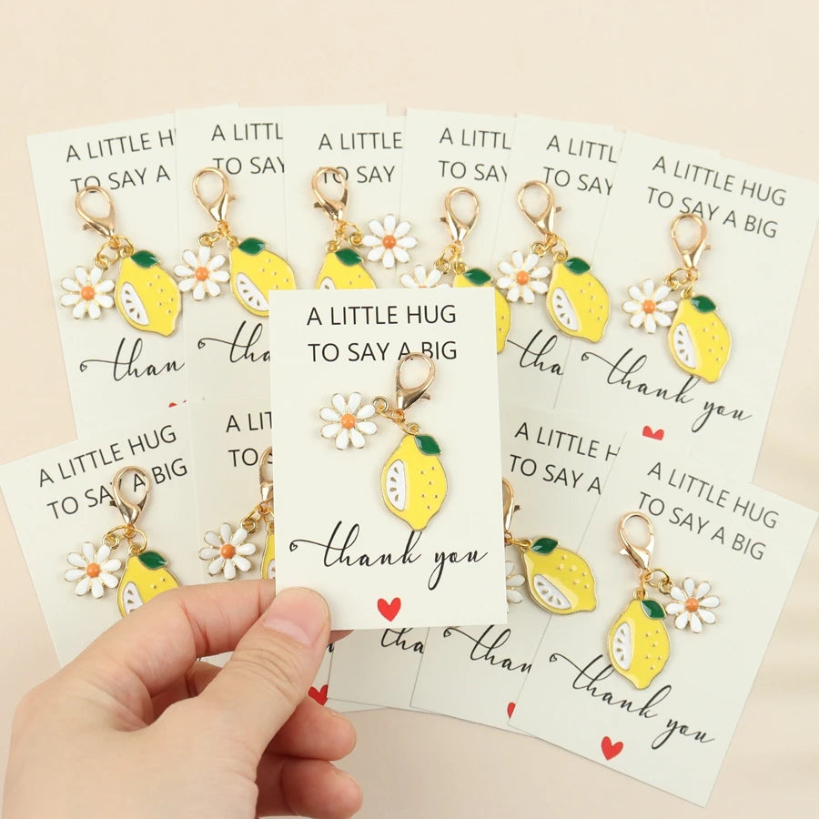 12pcs Lemon Keychains Come With Thank-You Cards, Making Them a Unique Gift of Friendship and an Inspiring Present for Family