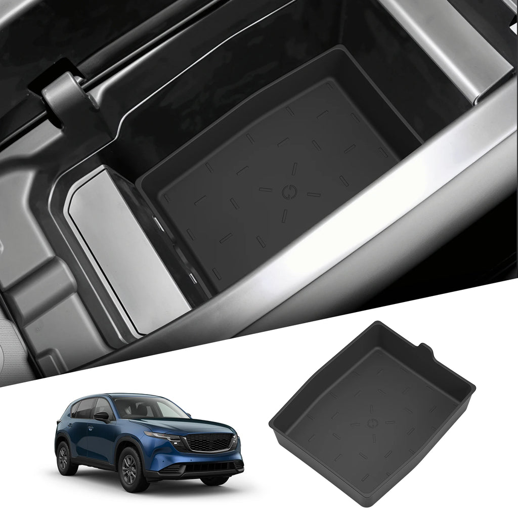 Smabee for Mazda CX-5 CX5 2026 Car Center Armrest Lower Storage Box TPE Tray Organizers Accessories Tidying Black