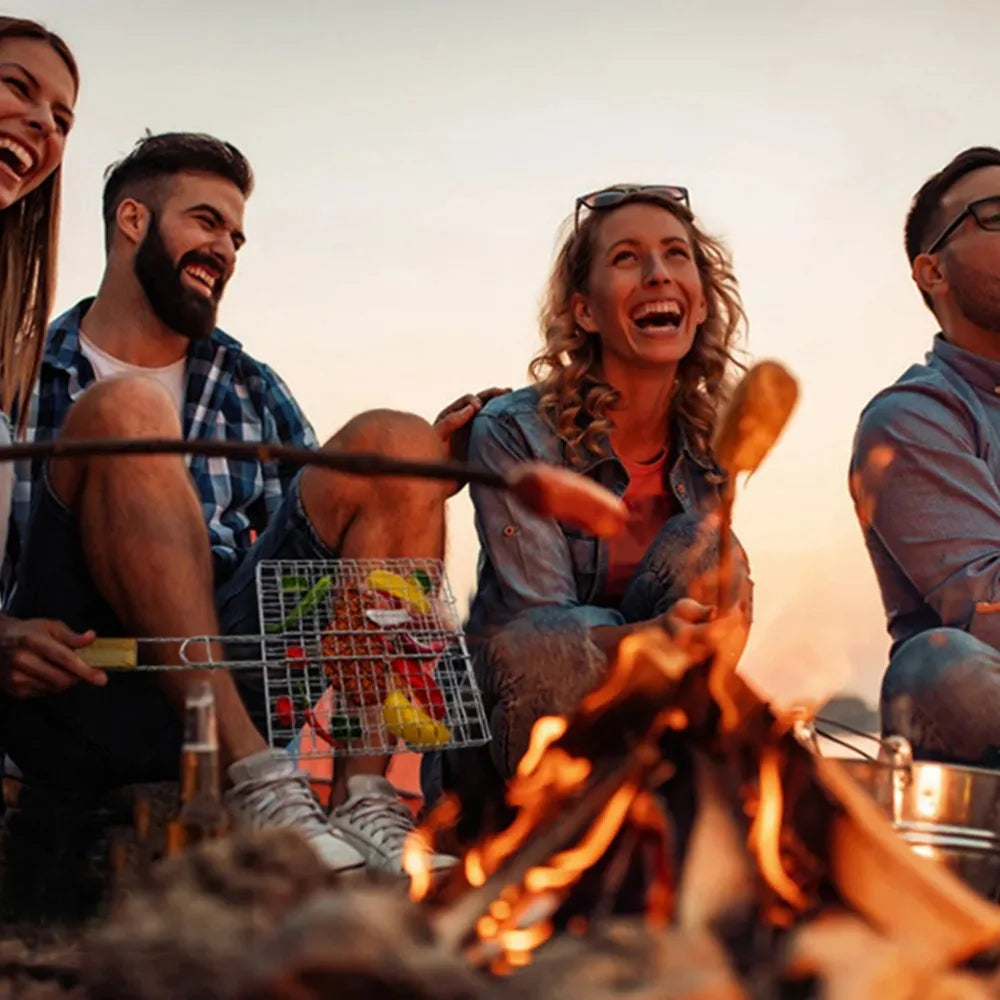 BBQ Fish Grill Basket, Picnic Barbecue Stick,Stainless Steel Vegetable Grilling Basket,Outdoor Grill Accessories,Barbecue Skewer