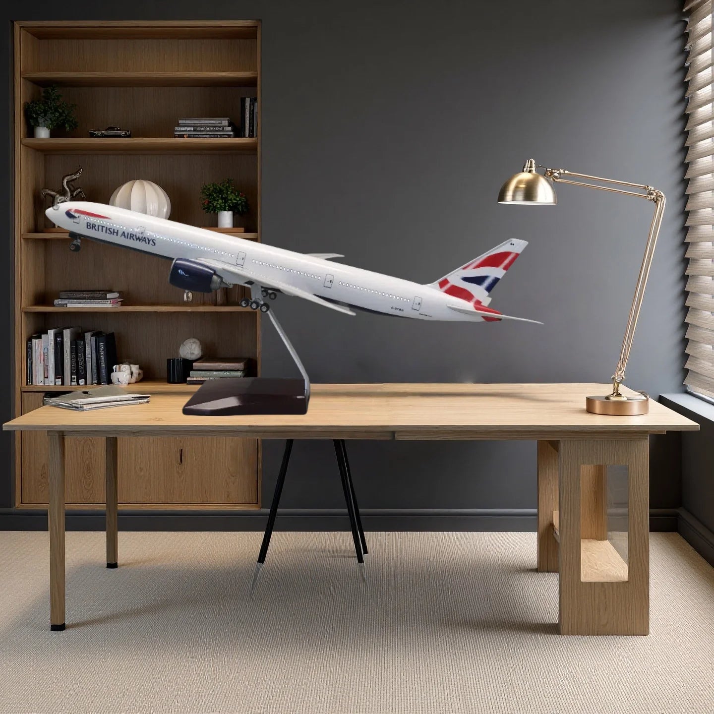 47cm Aircraft Diecast 777 British Airways Model Airplane With Light And Wheel Resin Scale Model Toys Boy Collected Gift By Aviat