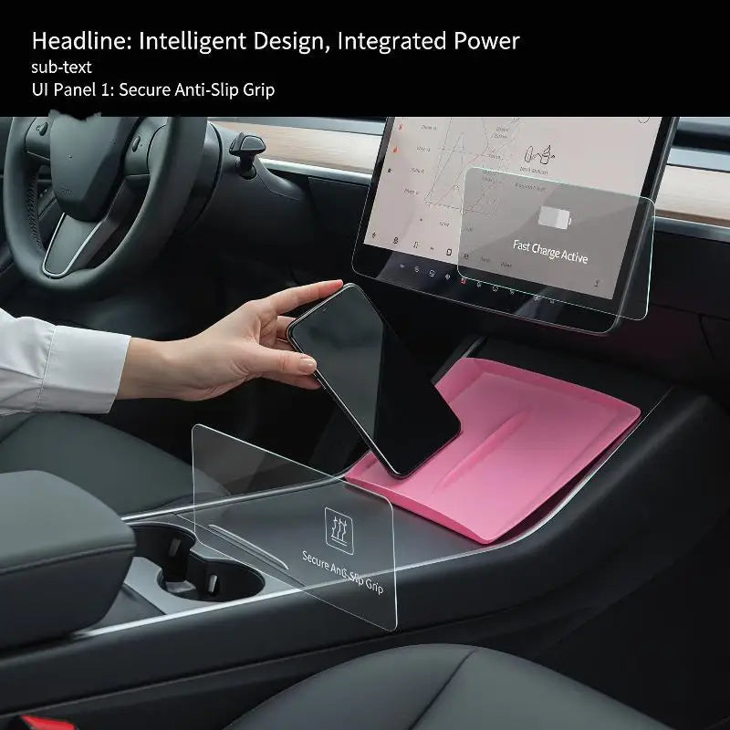 New！Car Center Console Wireless Charging Pad Center Console Anti Slip Silicone Mat For Phone Charger Area Car Accessories