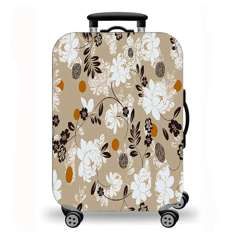 Luggage protective cover, retro printed elastic suitcase protective cover, retro floral pattern.