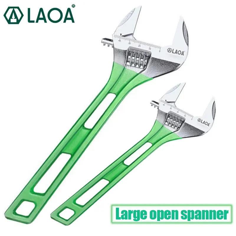 LAOA Short Handle Wrench Adjustable Light Weight Large Open Spanner 6" 8" 10" 12" Repair Tool