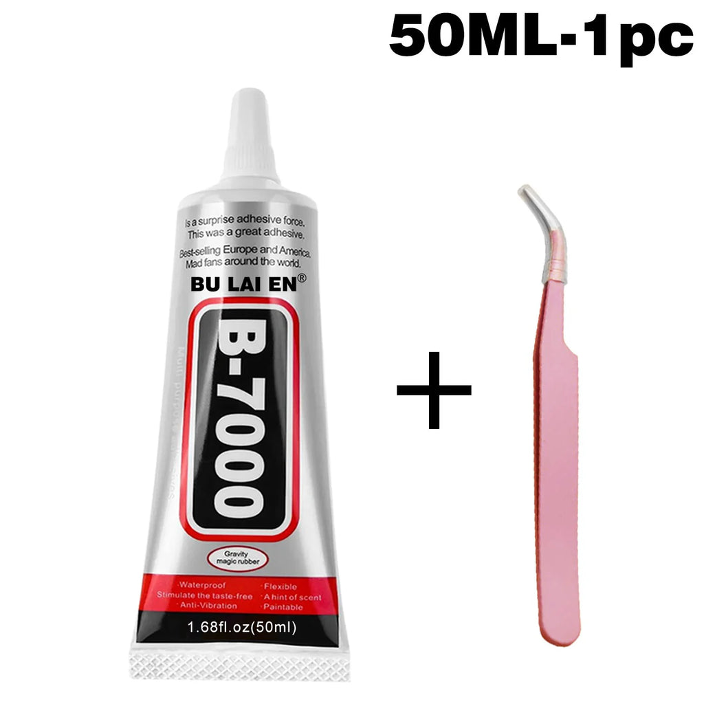 15ML 50ML 110ML B-7000 Clear Contact Universal Glass Plastic DIY Glue B7000 with Precision Applicator Glue B-7000 Mobile Phone Screen High-Strength Waterproof Adhesive Includes precision tweezers.