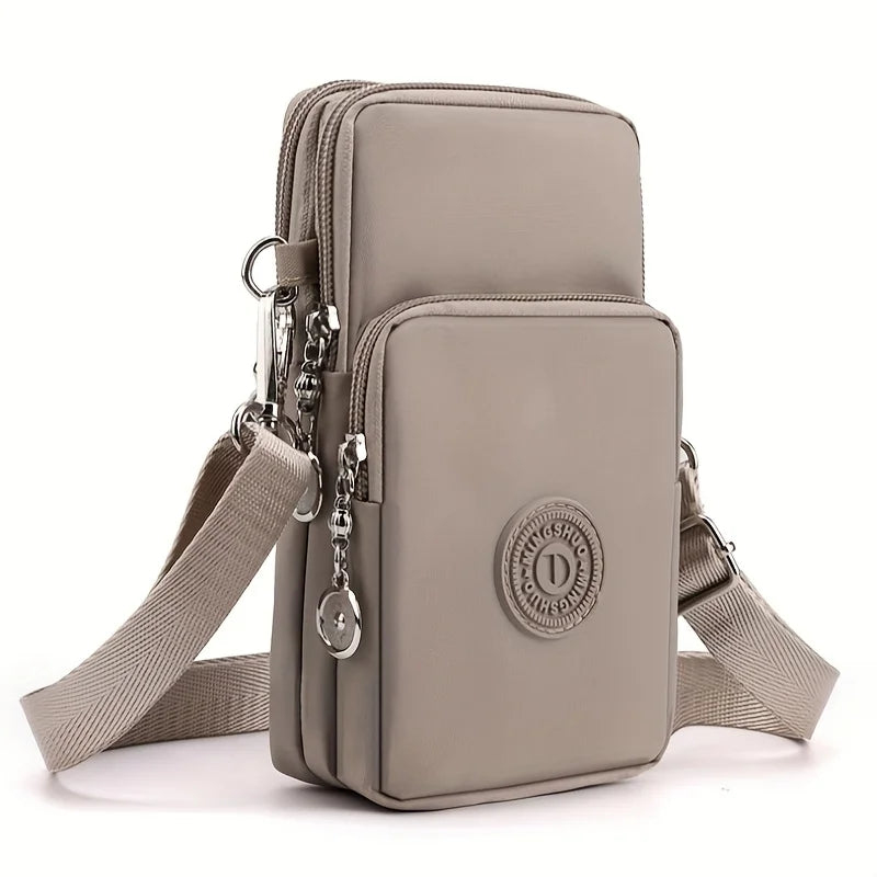 Stylish Beige Multi Pocket Crossbody Sling Bag Lightweight Phone Purse with Adjustable Strap Shoulder Bag for Women Everyday Use
