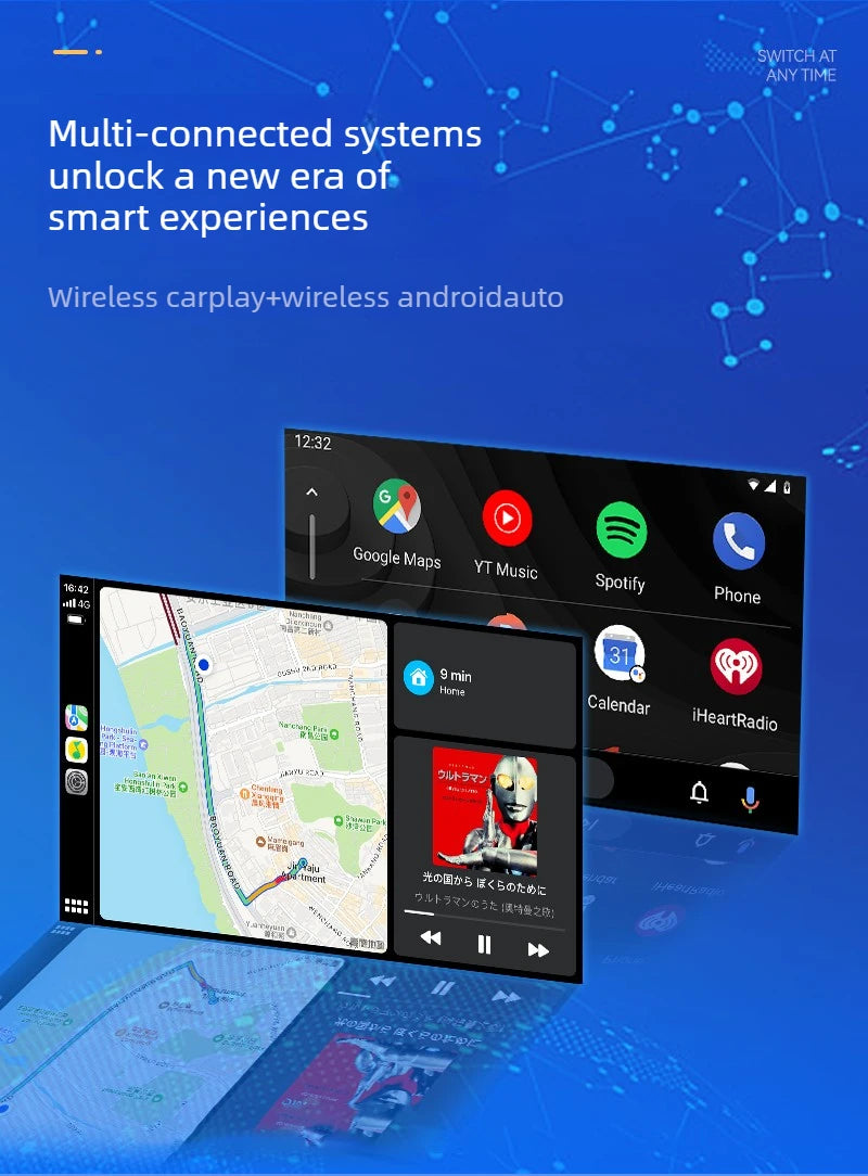 2026 NEW Upgrade 4 In1 Wireless Carplay Mirror Link Adapter Wired to Wireless Android Auto Plug & Play For Wired Carplay