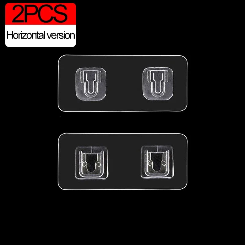Double-Sided Adhesive Wall Hooks Hanger Strong Transparent Suction Cup Sucker Hooks Kitchen Bathroom Storage Plug Socket Holders