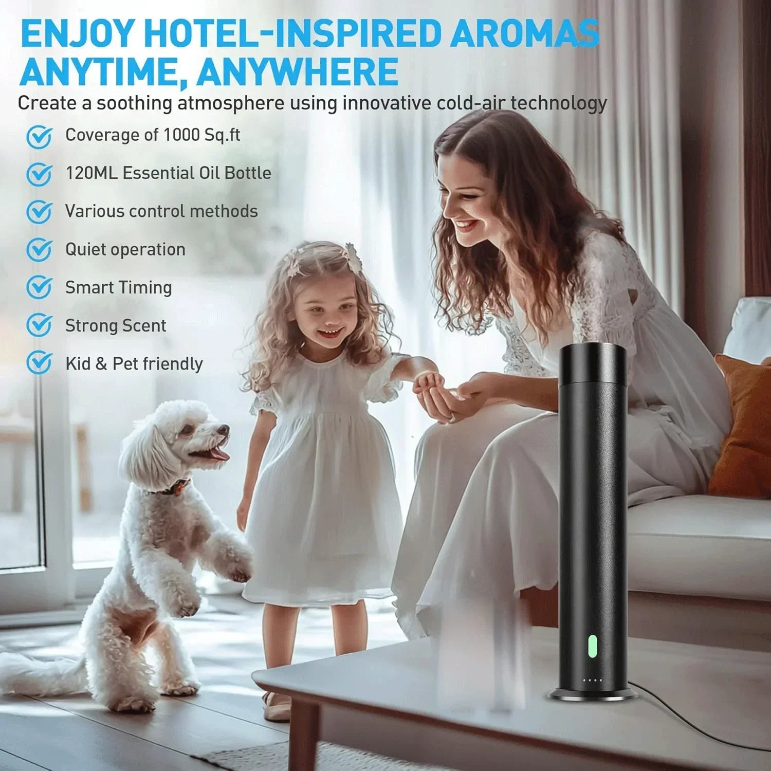 Home Fragrance Diffuser for Essential Oil Professional Aroma Diffuser Machine with Remote 100m² Electric Smell Distributor
