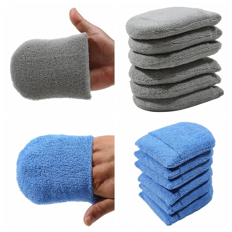2/6pcs Car Polishing Wax Sponge Soft Microfiber Car Wax Applicator Mitts Foam Applicator Pad for Car Detailing Care Tool