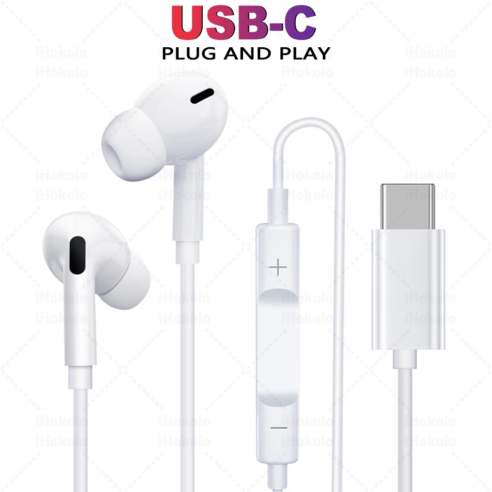 Original Wired Earphones For Apple iPhone 17 16 15 Pro Max 14 13 12 11 X XS XR Type C Lightning Headphones 3.5mm In-Ear Earbuds