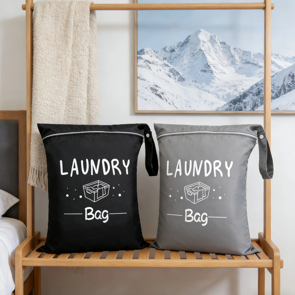 Large capacity 38*48cm travel laundry bag, with double handles for portability and stain resistance, adjustable handle zipper, w
