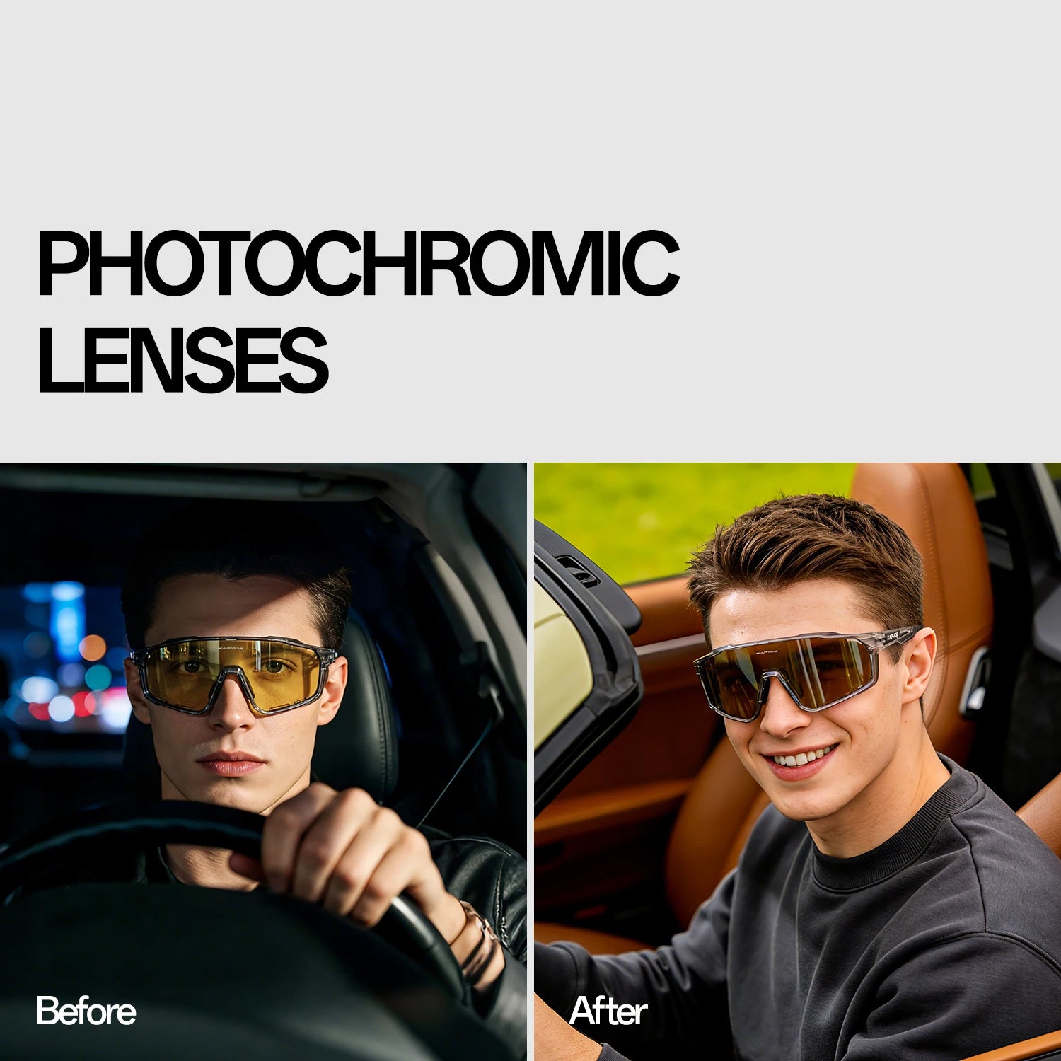 Kapvoe Photochromic Polarized Sale Night Vision Sunglasses Travel Cycling Glasses Running Driving UV400 Mtb Sports Goggles