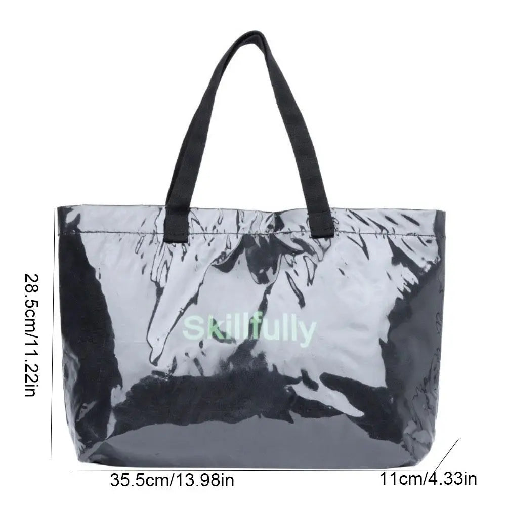 Large Capacity Transparent Jelly Bag Tote Bag Summer PVC Tote Bag Shoulder Pouch Beach Bag Letter Prints Handbags Shopping