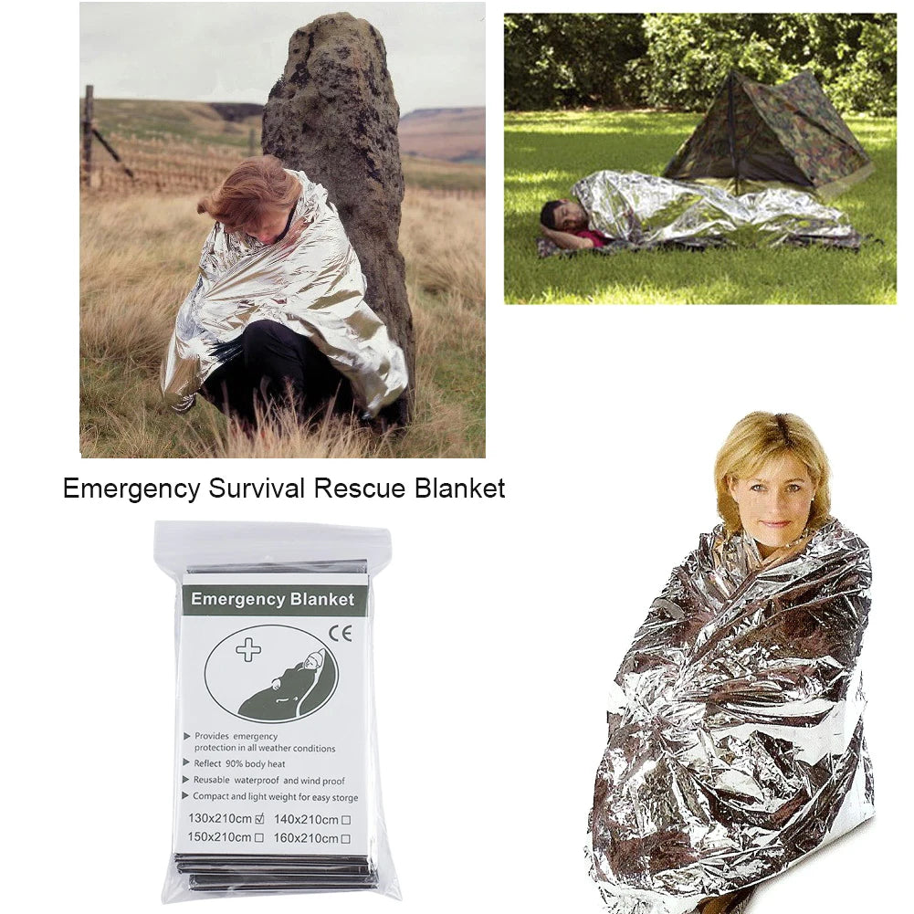 130x210cm Foil Mylar Thermal Blanket Keeps You Warm Emergency Thermal Blanket Retain Body Heat Silver Foil Blanket for First Aid