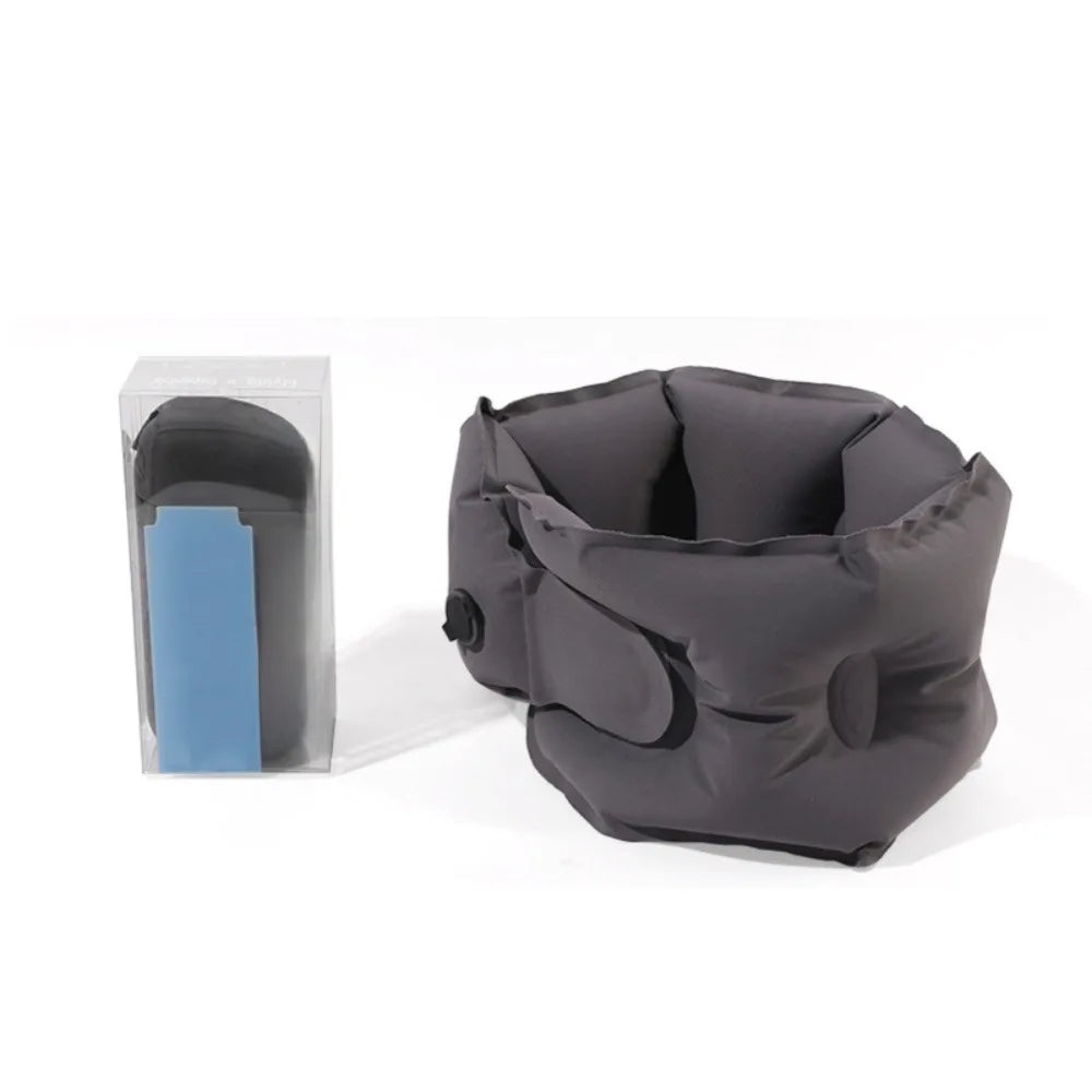Manual Inflation Inflatable Neck Pillow Ultralight Breathable Napping Neck Headrest Adjustable with Air Pump