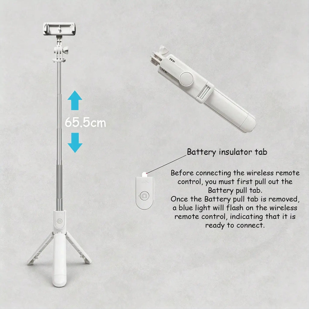 Wireless Bluetooth Selfie Stick Tripod, Portable Mini Selfie Stand with Remote Shutter for Mobile Phone Vlog Live Streaming
