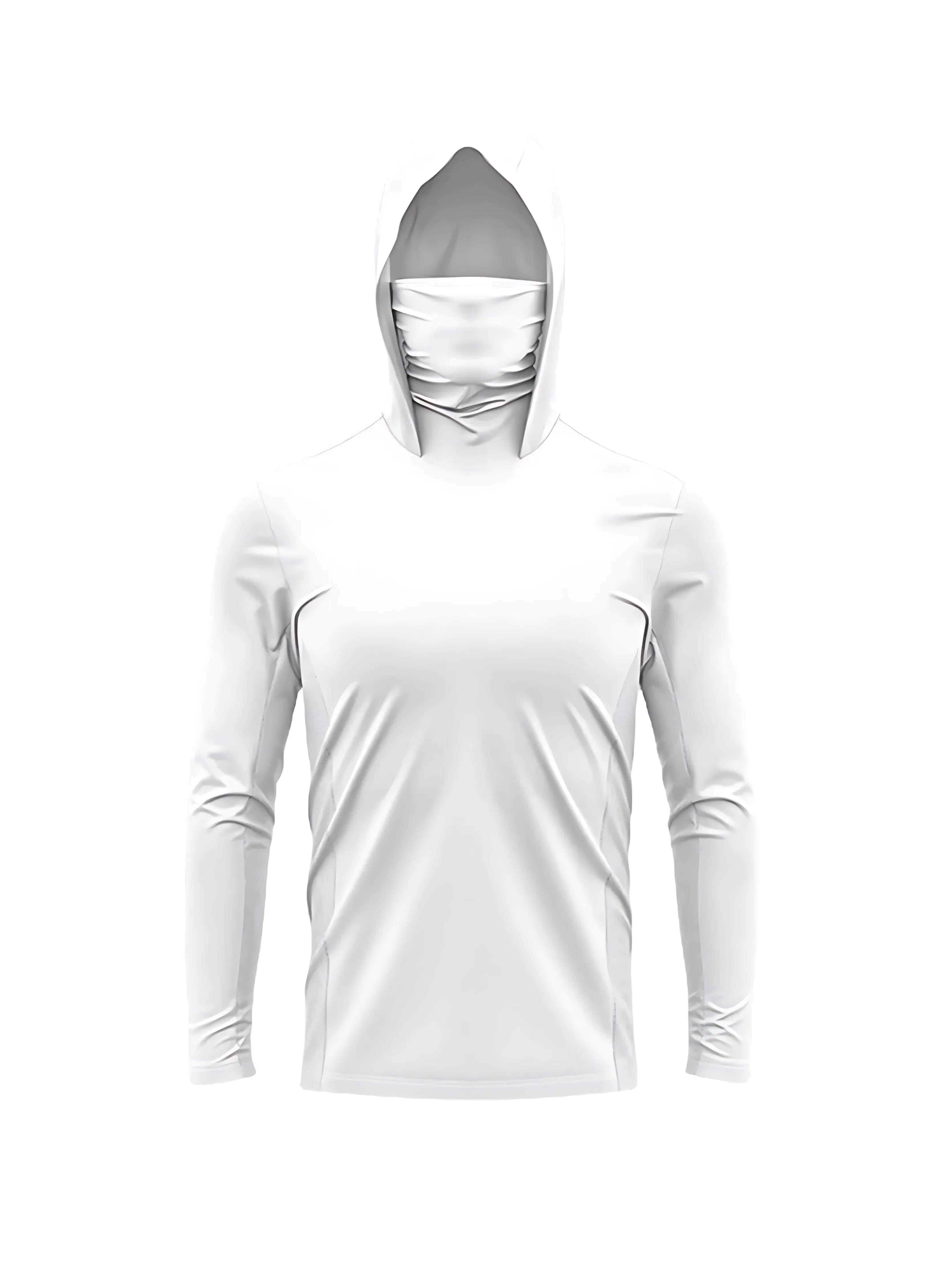 Men's long-sleeved T-shirt with sun protection hooded jacket protective mask one-piece outdoor long-sleeved cap shirt