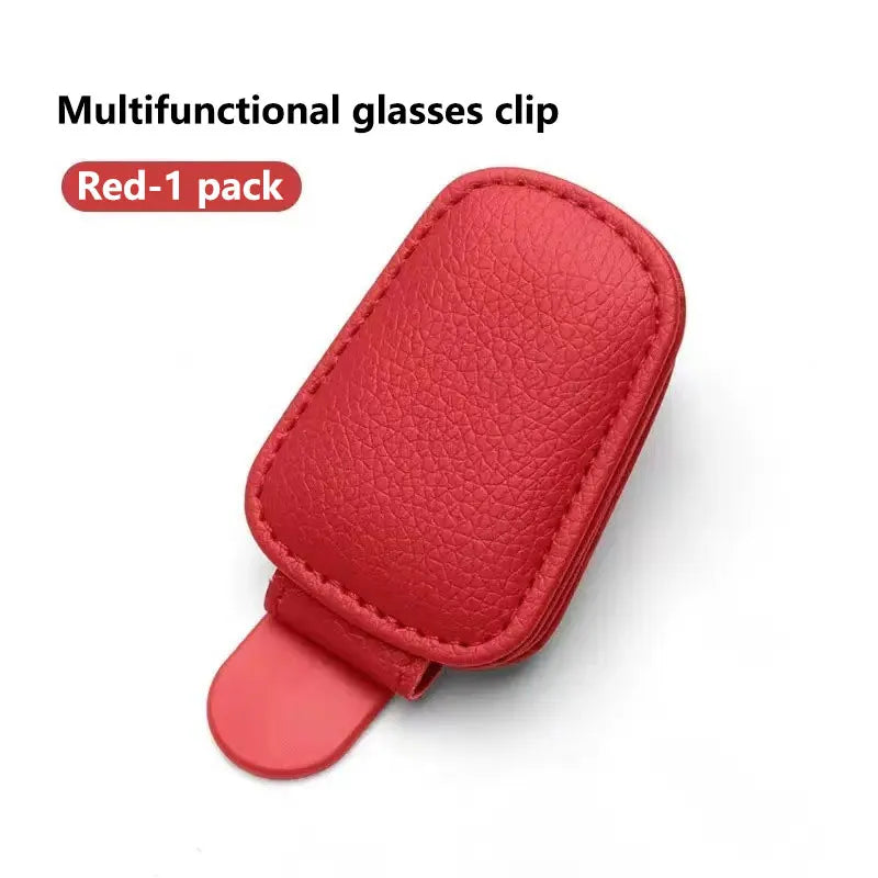 Universal Car Sunglasses Clip Suitable for Car Sunshades Magnetic Leather Sunglasses Clip Ticket Clip Sun Visor Car Accessories